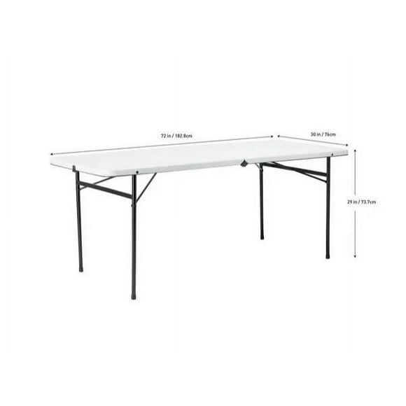6 Foot Bi-Fold Plastic Folding Table, White