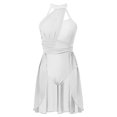 thumbnail image 5 of CHICTRY Womens Chiffon Ruched Top Bodice Ballet Lyrical Leotard Strappy Back Dance Dress White S, 5 of 7