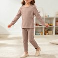 thumbnail image 5 of Fancifize Girls Boys Ribbed Lounge Sets Casual Long Sleeve Shirts Straight Leg Pants 2 Piece Loungewear Outfits, 5 of 6