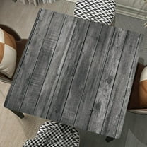 Wood Grain Square Tablecloth Fitted Table Cover with Elastic Edge Black Grey Cloth Washable Tablecloths Wipe Clean for Indoor Outdoor Home Farmhouse, Fit for 32"x32" Tables, Style-13
