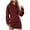 Wine, variant on biudgviw Winter Dresses for Women Comfy Fleece Long Sleeve Mini Dress Lounge Pleated Drawstring Pullover Hoodies Sweatshirt