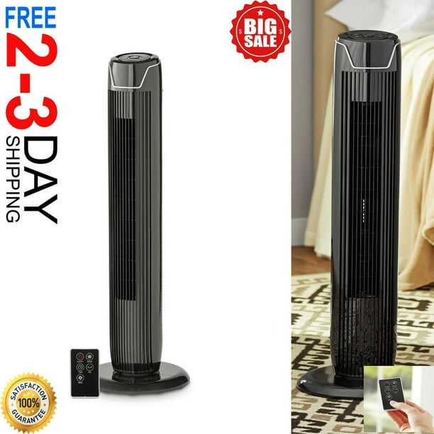 Hottes Floor Tower Fan With Remote Control Quiet 3Speed Oscillating Cooling Portable