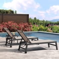 thumbnail image 3 of PURPLE LEAF Ensemble de Chaises Longues de Patio 2 Pcs Chaises Longues de Piscine en Textilène avec Roues Chaise de Bronzage pour Extérieur, Plage, Cour, Table d'Appoint Incluse, Beige, 3 of 10