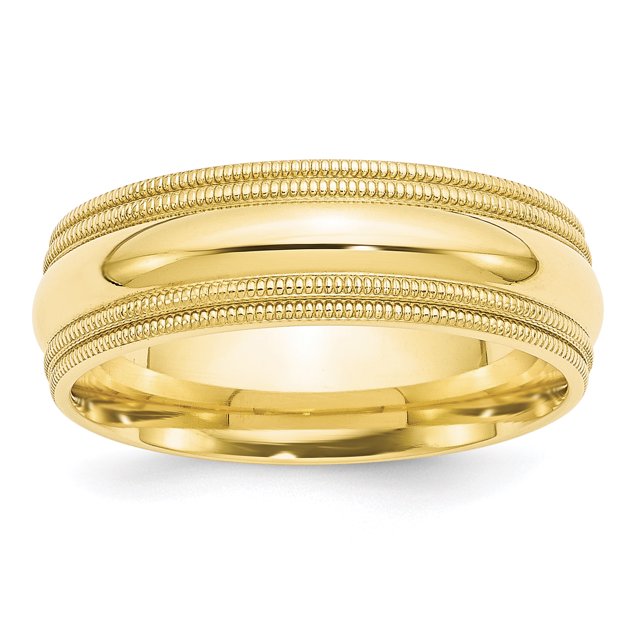 10KY Bande Confort Double Milgrain 7mm Taille 10.5 Taille 10.5