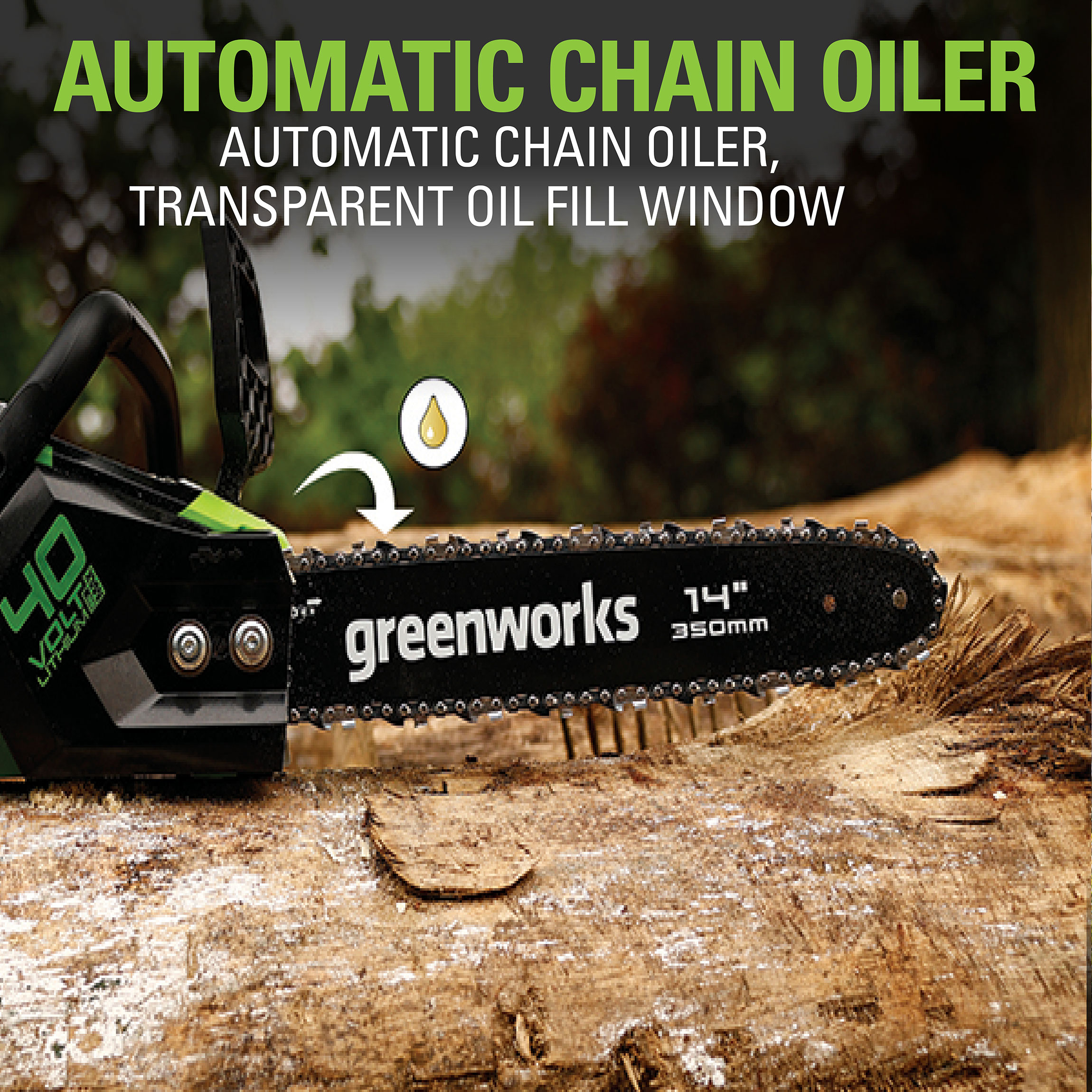 Greenworks 40V 14" Brushless Chainsaw with 2.5 Ah Battery & Charger 2012802 - image 4 of 13