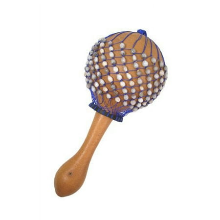 Africa Heartwood Project Axatse Gourd Shaker - Maraca, Rumba Shekere - 6" X 12"