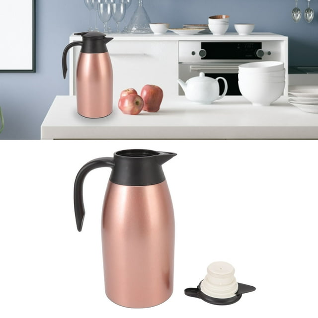2L CAPACITY TEA VACUUM POT 304 STAINLESS STEEL LEAKPROOF LID PORTABLE HANDLE EASY CLEANING INSULATED COFFEE DISPENSER