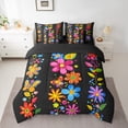 thumbnail image 2 of Castle Fairy Adults Female Men Groovy Flowers Bedding Comforter Set 7 Pieces,Cartoon Flying Butterflies Full Bedding Set Lightweight,Vintage Spring Garden Fitted Sheet Flat Sheet, 2 of 8