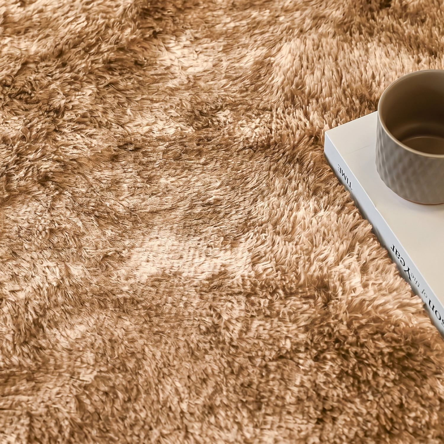 Pentantan 5ft x 8ft Shag Area Rug, Soft Fluffy Rugs for Living Room Bedroom, Modern Tie-dye Home Carpet, Camel