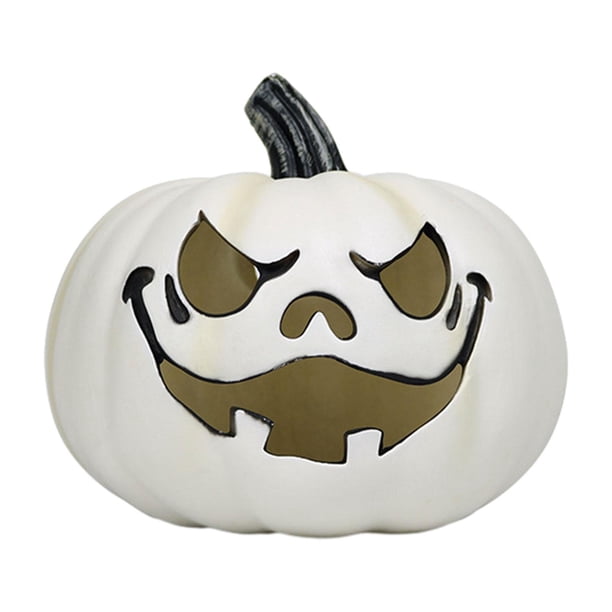 Linterna de calabaza de Halloween, figura de calabaza luminosa, recuerdo de fiesta, calabazas iluminadas Blanco