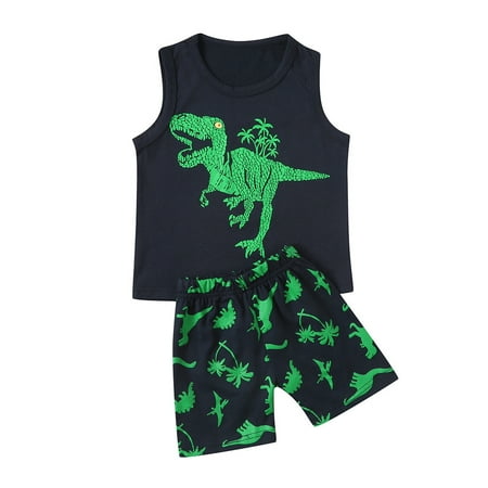 

Set Summer Vest+Shorts Kids Boys Girls Baby Clothes Toddler Outfit Dinosaur Boys Outfits&Set