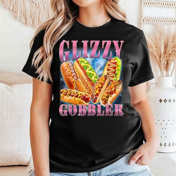 Glizzy Gobbler Hotdog Lovers Shirt Men’s And Women’s Graphic Tee 100% Cotton by TBun, Full Sizes S-5XL