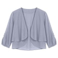thumbnail image 5 of MDUKONU Womens Cropped Cardigans Soft Chiffon 3/4 Sleeve Open Front Short Shrugs Beige One Size, 5 of 5