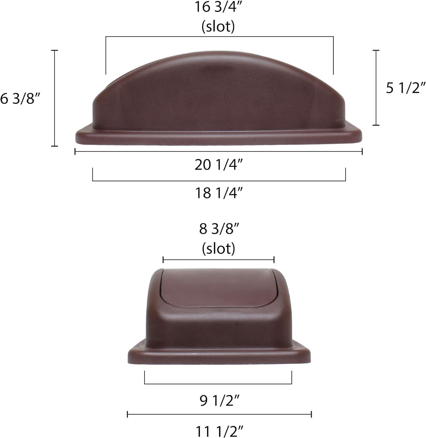 TrueCraftware- 23 Gallon Rectangular Trash Can Lid only 20-1/2" x 11-1/4" x 6-1/4" Brown Color- Wastebasket Garbage Bin Lid Recycling Bin Cover Kitchen Bathroom Bedroom Office Trash Can