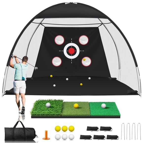 Golf Net Anygulf de 10 x 7 pies con alfombrilla Tri-Turf para interiores y exteriores