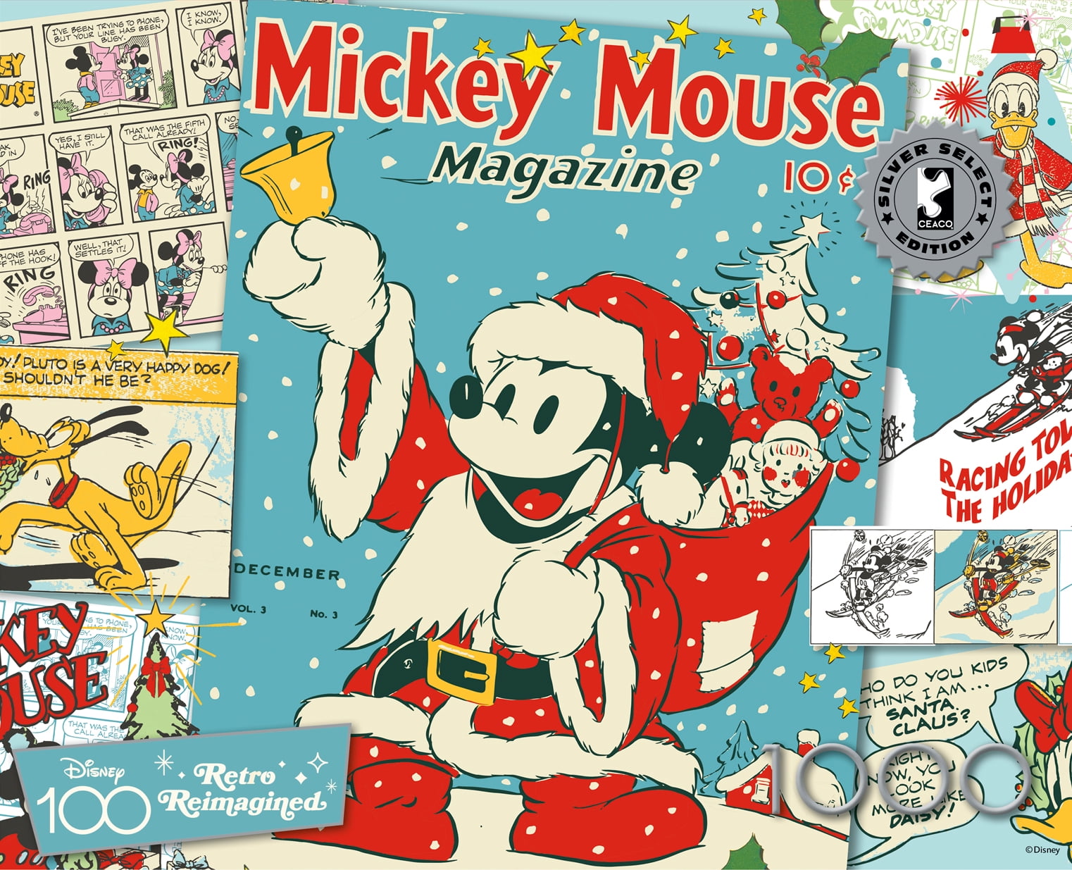 (30 pack) Buffalo Games Silver Select Santa Mickey Retro Reimagined 1000-Piece Interlocking Jigsaw Puzzle for Adults Ages 14+
