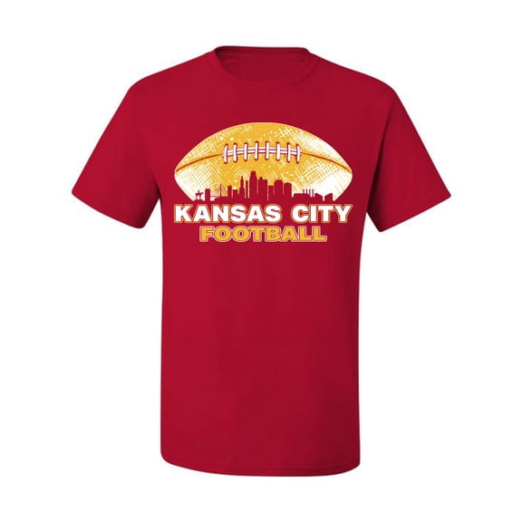 Wild Bobby Kansas Football Skyline Sports Men Graphic Tee, Red, Small