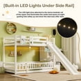 thumbnail image 5 of Twin-Over-Twin Bunk Bed with Slide, Storage Staircase & Detachable Rack, Wooden Kids Bed Frame with LED Light & Guardrail, 5 of 12