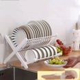 thumbnail image 4 of 1pc Collapsible Dish Rack, Double Layer Bowl Plate Storage Rack, Household Draining Rack, Flatware Organizer For Countertop Cabinet, Kitchen Accessories, 4 of 4