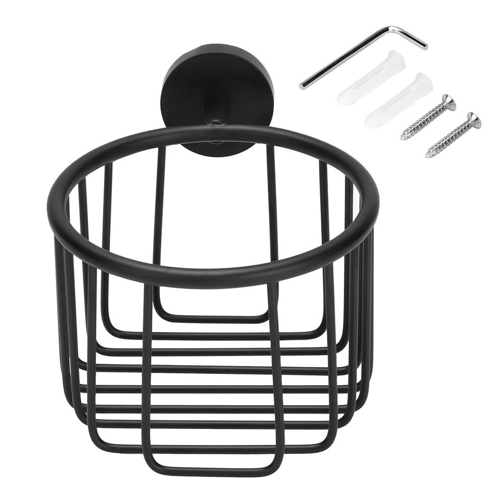 Wall Mounted Toilet Paper Holder Basket Roll Tissue Holder Home Hotel Bathroom AccessoriesBlack 14x10cm