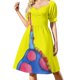 thumbnail image 1 of Vestido de noche de manga corta con diseño de payaso del submarino amarillo para mujer., 1 of 8