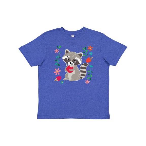 Inktastic Woodland Raccoon Spring Flowers Youth T-Shirt
