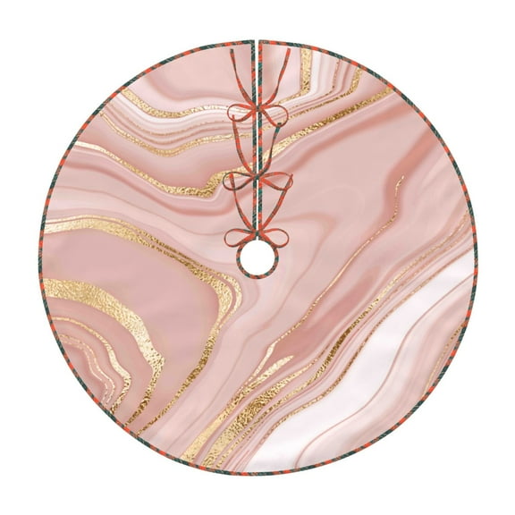 Defioc Rose Gold Glitter Splatter for Christmas Tree Skirt Snowman Xmas Tree Skirt Farmhouse Christmas Decorations Tree Mat for Holiday Party Decor-30"