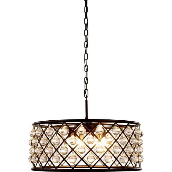 Pendant MADISON 6-Light Clear Crystal Mocha Brown Glass Polished Nickel EL-3457