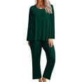 thumbnail image 3 of Hanerdun Women 2PCS Pajamas Set Female Pockets Nightwear Sleepwear Dark Green XL, 3 of 5