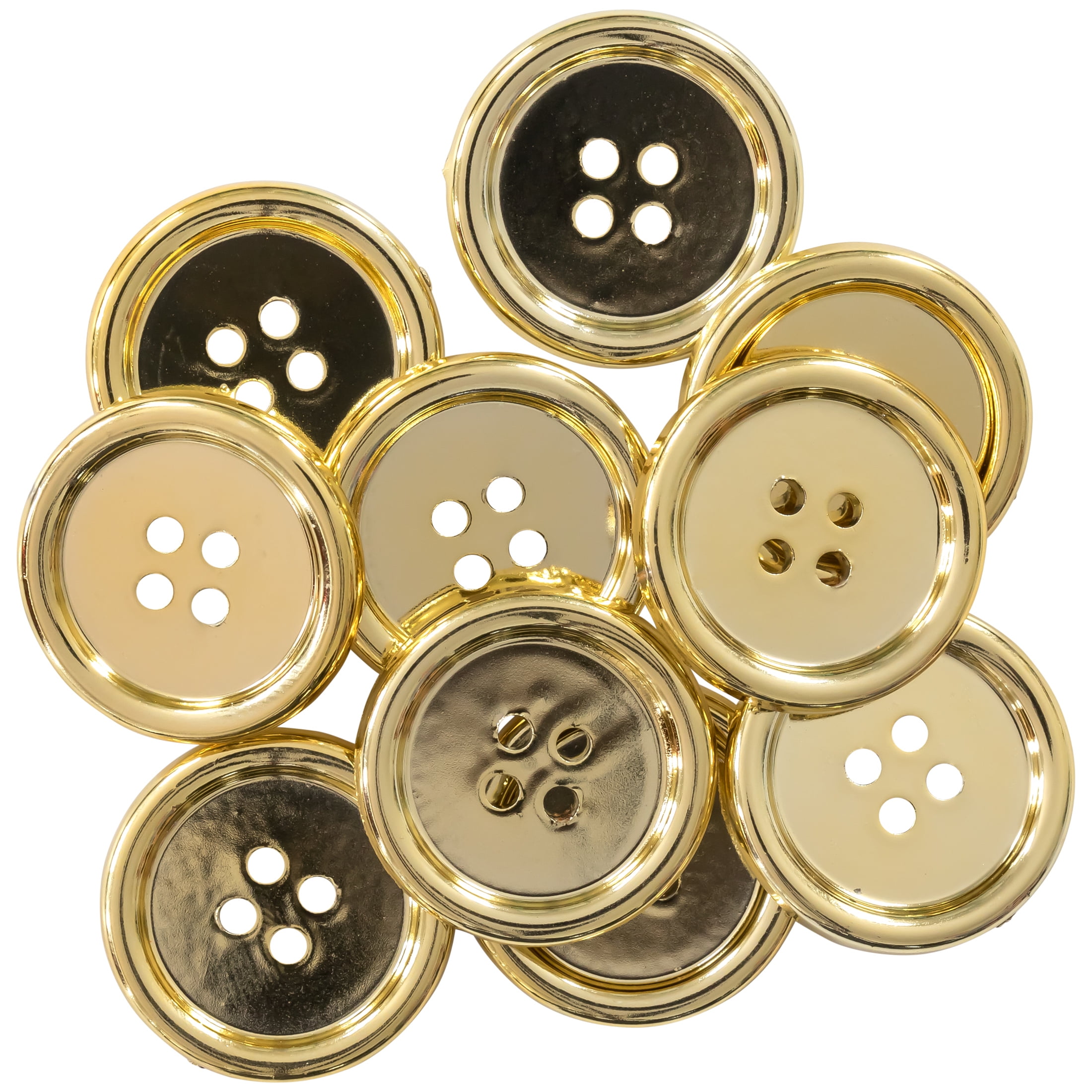 Pkg of 20 Plastic GOLD STAR Craft Buttons 1/2 (12mm) (2134)