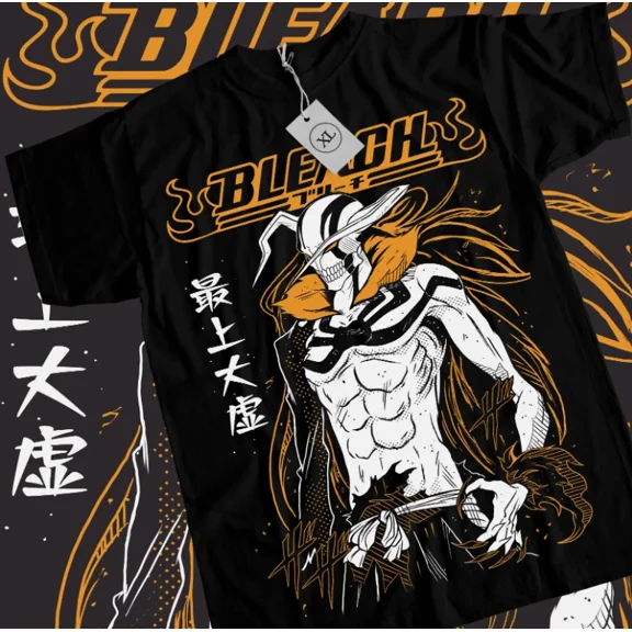 Reprint Rare Bleach Ichigo T-Shirt Kurosaki Moon Kawai Anime Manga Black Tshirt Tee ALL SIZES