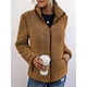 thumbnail image 3 of Abrigo de Piel Sintética para Mujer, Larga, Cuello Alto, Cremallera, Forro , Informal, Moderno Caqui XXL, 3 of 6