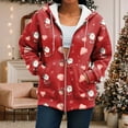 thumbnail image 4 of idosla Zip Up Christmas Hoodie Women Oversized Hoodie Casual Long Sleeve Graphic Jackets with Pockets Zipper Drawstring (Red, XL), 4 of 7