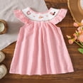thumbnail image 2 of Gubotare Robe pour Bébé Fille Robe Fille Décontractée Col Rond Ligne A Manches à Volants Longueur Genou Robes 12 18 Mois (Rose,12-18 Months), 2 of 6
