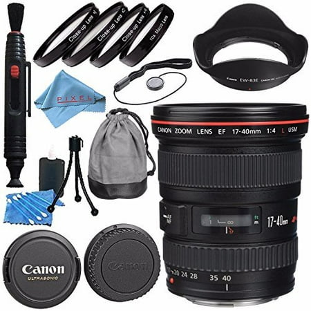 Canon EF 17-40mm f/4L USM Lens 8806A002 + 77mm Macro Close Up Kit + Lens Cleaning Kit + Lens Pen Cleaner + Fibercloth