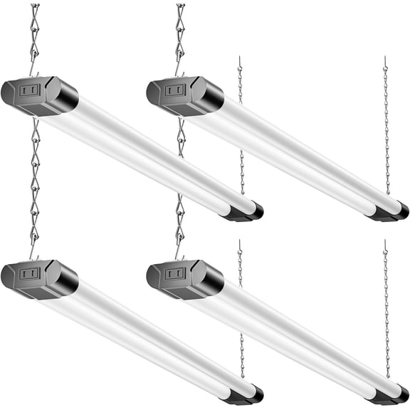 3FT LED Shop Light Fixture, Super Bright 3300LM, Cool Daylight White 6500K, Ceiling or Hanging Mount, Durable Garage Shop Lighting for Warehouse, Workbench, Basement, and Business Use, Black