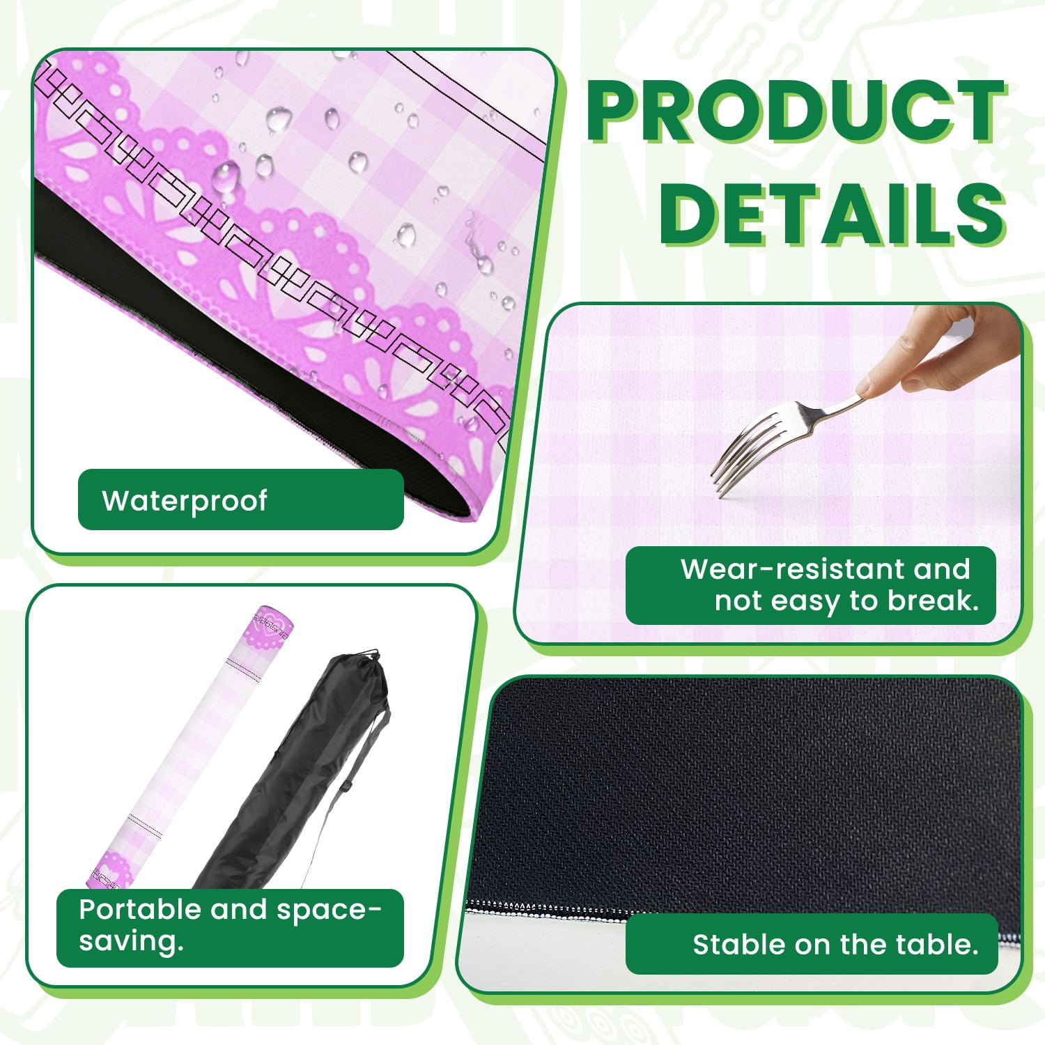 Mahjong Mat 31.5" x 31.5" Pink Checkered Heart Lace Trim Design Non-Slip Noise Reduction American Mahjong Tiles Table Cover for Dominoes Poker Card Board Games Gift