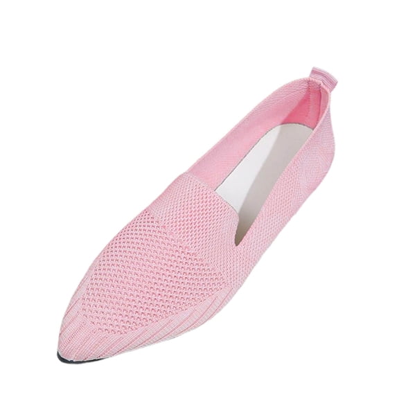 GERsome Pointy Closed Toe Flats for Women Breathable Knit Slip On Dressy Work Shoes for Casual Walking Wedding, Pink Size 9.5