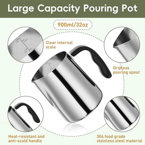 2025 New Candle Making Kit with Hot Plate, Candle Making Supplies with Wax Melting Pot, Stirring Spoon, Anti-Scalding Pad, Candle Wicks, Wooden Wick Holders, Candle Making Pouring Pot