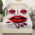 thumbnail image 2 of Erosebridal Drap-Housse Lèvres Rouges Roses pour Enfants Taille Simple Ensemble de Draps Floraux Romantiques pour Garçons Filles Thème Baiser Amour Ensemble de Literie Housse de Lit Adulte Poche Profonde, Drap Plat Non Inclus (Sans Drap Plat), 2 of 5