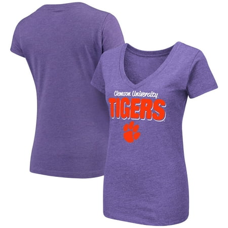 Bold Tigers - Clemson Tigers Colosseum Women's Mascot Bold V-Neck T-Shirt - Purple