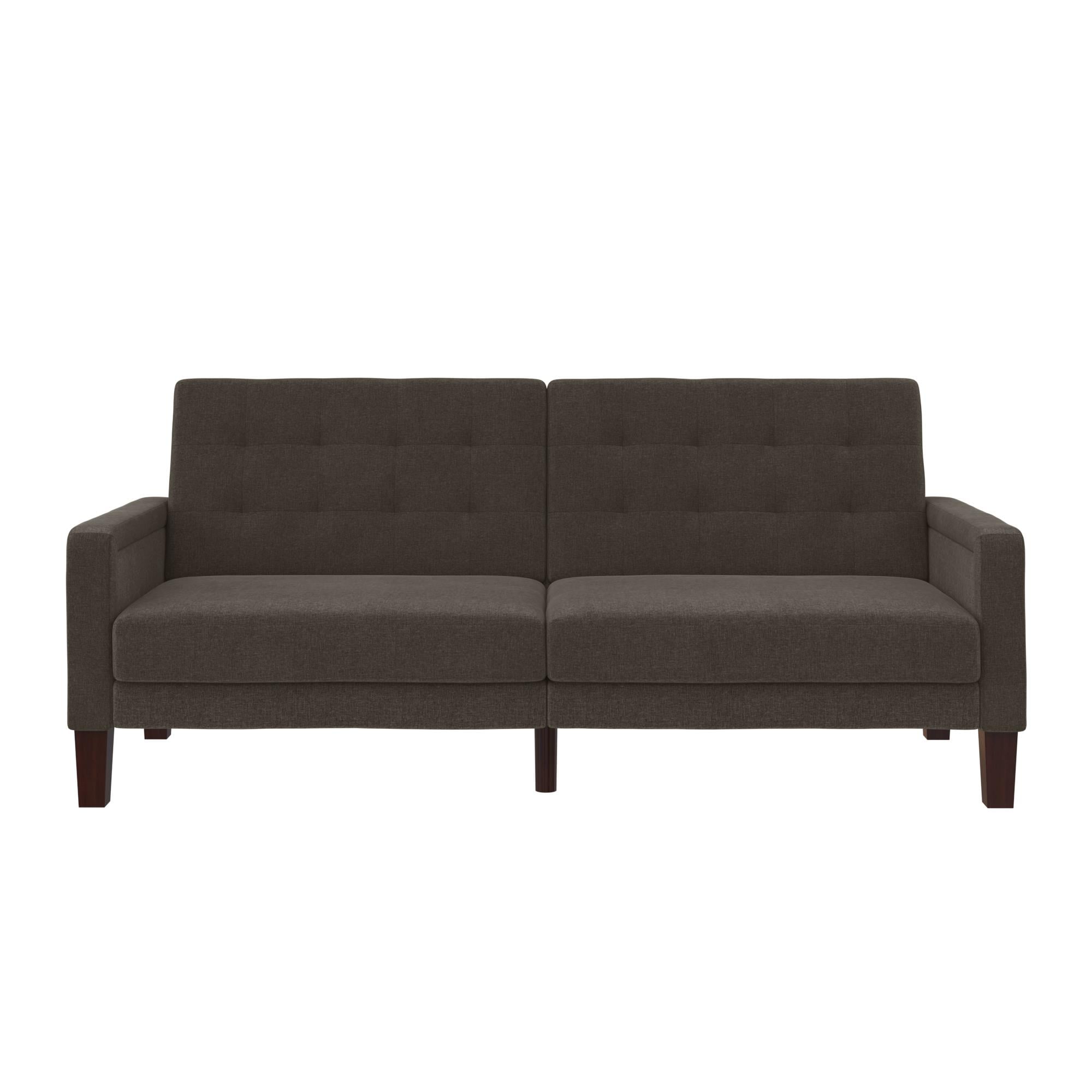 Better Homes Gardens Porter Fabric Tufted Futon Gray Linen