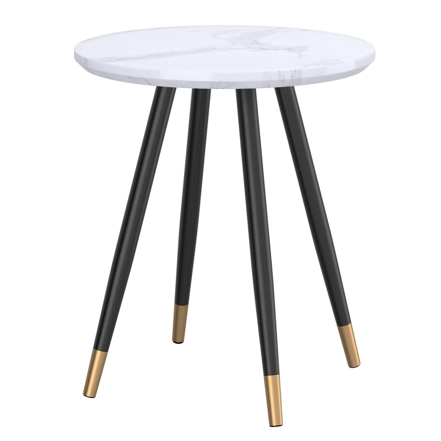 Contemporary Faux Marble Finish Round Accent Table