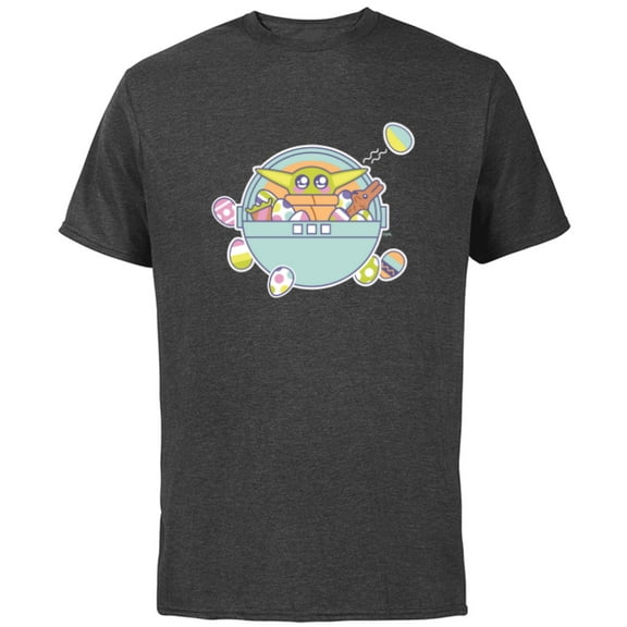 Star Wars The Mandalorian Grogu Easter Egg-Citement - Short Sleeve Cotton T-Shirt for Adults - Customized-Charcoal