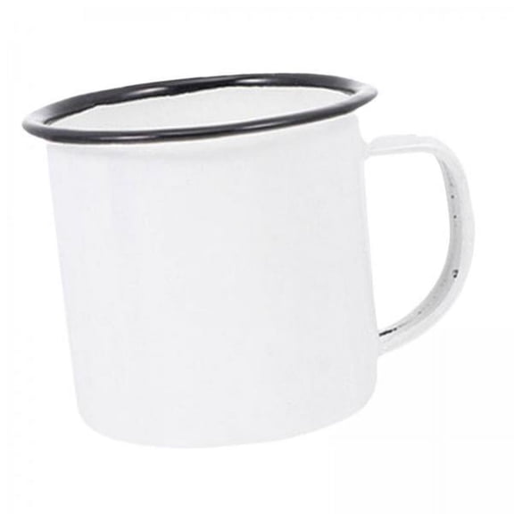 kowaku 2x Enamel Coffee Mug Portable Water Cup Decorative Household Cappuccino Tea Mug with Ergonomic Handle for Easy Grip Suitable for Tabletop Office Home