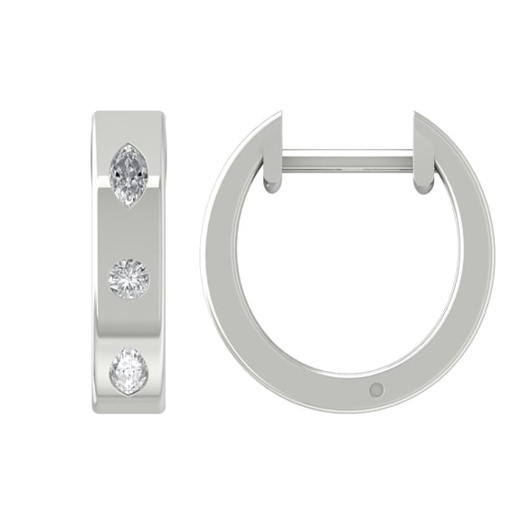 Araiya Sterling Silver Diamond Hoop Earrings for Women (1/5 cttw, I-J Color, I2-I3 Clarity)