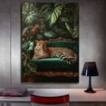 thumbnail image 3 of Mudket Framed Leopard on Green Velvet Sofa Canvas Wall Art, Luxury Jungle Animal Print Wall Decor, Ready to Hang for Living Room - 12"L x 8"W, 3 of 10