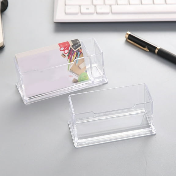Raindrops 2Set Transparent Acrylic Business Card Holders for Desk 11.8x4x4.4in Pen Case Note Organization