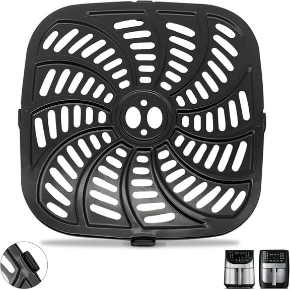 Air Fryer Replacement Parts, Air Fryer Replacement Grill Pan, Rack Grill Plate with Rubber Bumpers Food Grade Dishwasher Safe Compitable with GAF826 GAF838 GAF856 and 8QT
