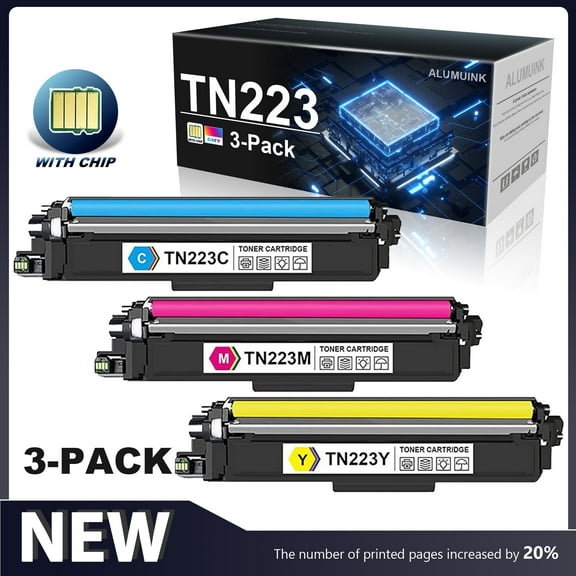 TN223 Toner Cartridge 3-Pack (C/M/Y) Replacement for Brother TN-223 Toner for MFC-L3770CDW Printer